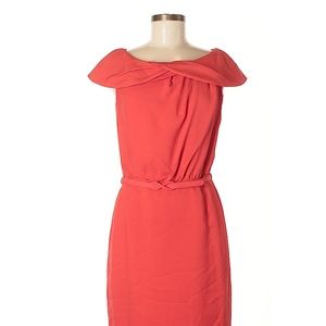Escada red-orange silk belt dress 36 4